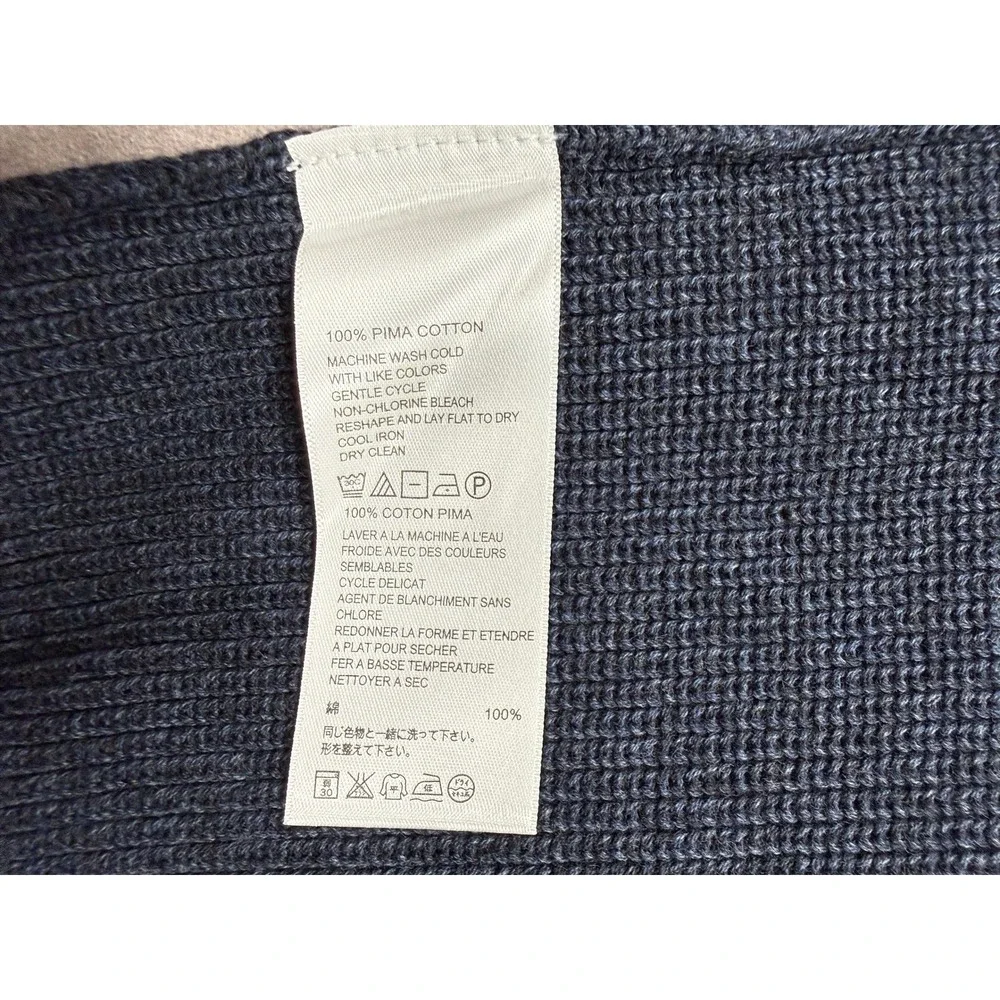 Tommy Bahama Mens XL Navy Blue Pima Cotton Diamond Knit 1/4 Zip Mock Sweater